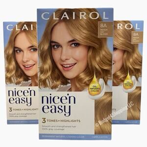 Clairol Nice'n Easy Permanent Hair Color 8A Medium Ash Blonde, Pack of 3
